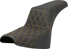 SADDLEMEN Step-Up Seat - Front Lattice Stitch - Gold Stitch - FXST/FXBB '18-'25 818-30-17207