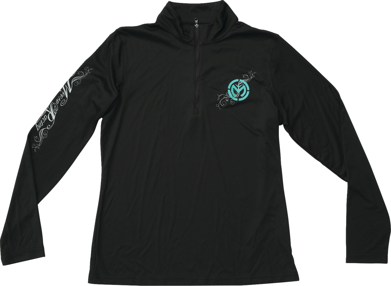 MOOSE OFFROAD Women's Flourish Script Quarter Zip Pullover - Black - Small 3051-1231