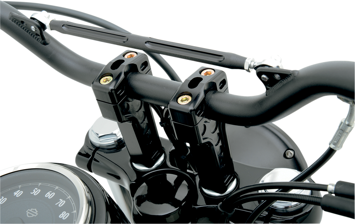 JOKER MACHINE Dual Handlebar Riser Clamp Assembly - 4" - Harley Davidson - Black 03-864B