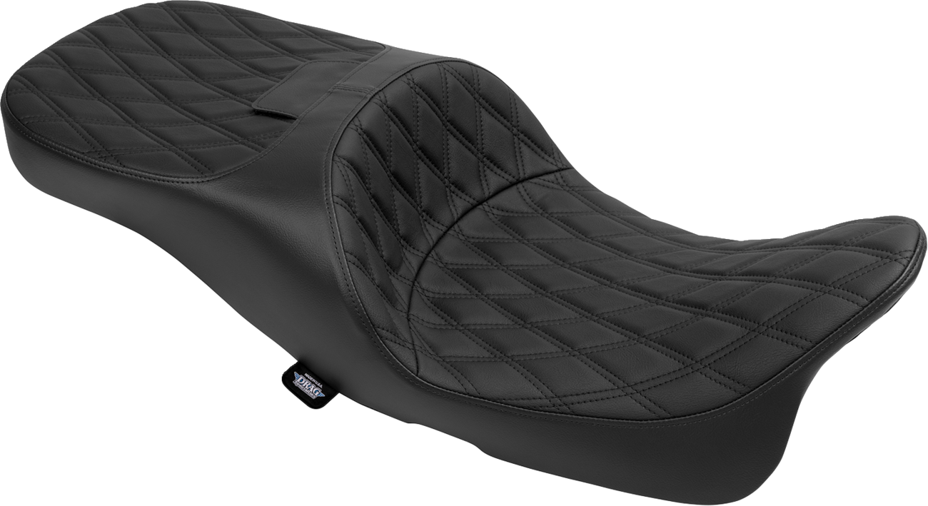 DRAG SPECIALTIES SEATS Extended Reach Freedom Seat - Vinyl - Double Diamond - Black Stitch - FLT/FLH '09-'25 4696B
