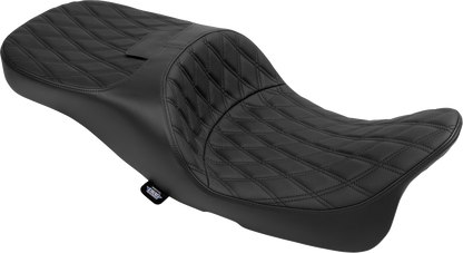 DRAG SPECIALTIES SEATS Extended Reach Freedom Seat - Vinyl - Double Diamond - Black Stitch - FLT/FLH '09-'25 4696B
