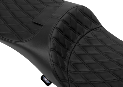 DRAG SPECIALTIES SEATS Extended Reach Freedom Seat - Vinyl - Double Diamond - Black Stitch - FLT/FLH '09-'25 4696B