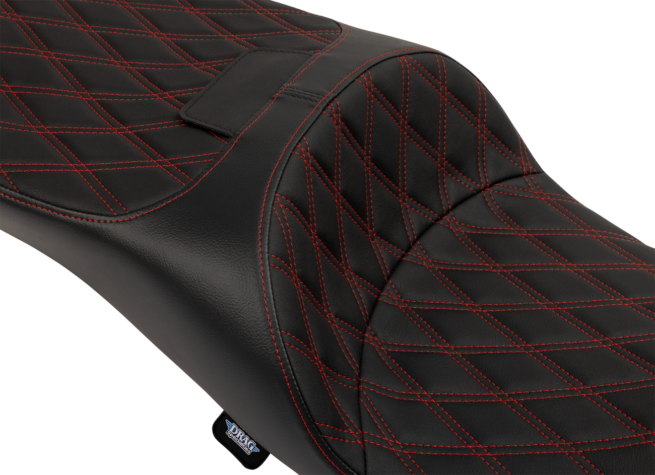 DRAG SPECIALTIES SEATS Extended Reach Freedom Seat - Vinyl - Double Diamond - Red Stitch - FLT/FLH '09-'25 4696D