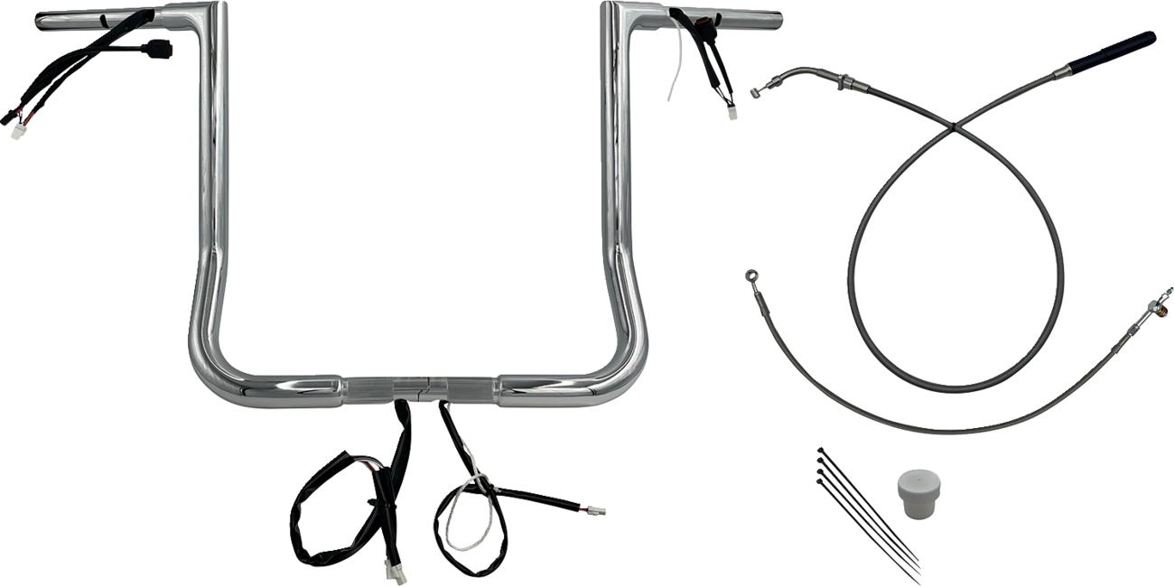 FAT BAGGERS INC. EZ Install Wired Handlebar Kit - 1-1/4" - Flat Top - 16" - Chrome 749016