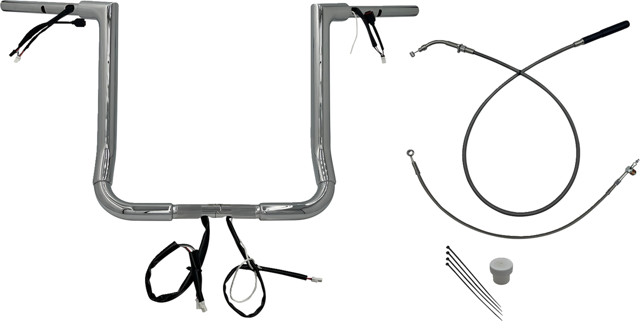 FAT BAGGERS INC. EZ Install Wired Handlebar Kit - 1-1/2" - Flat Top - 16" - Chrome 649016
