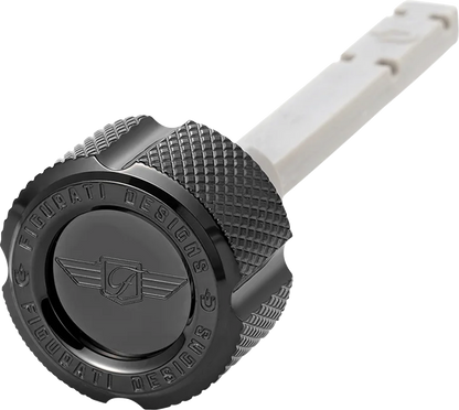 FIGURATI DESIGNS Transmission Oil Dipstick - Magnetic - Knurled - Black - M8 FD01-MAGTD-KN-BLK
