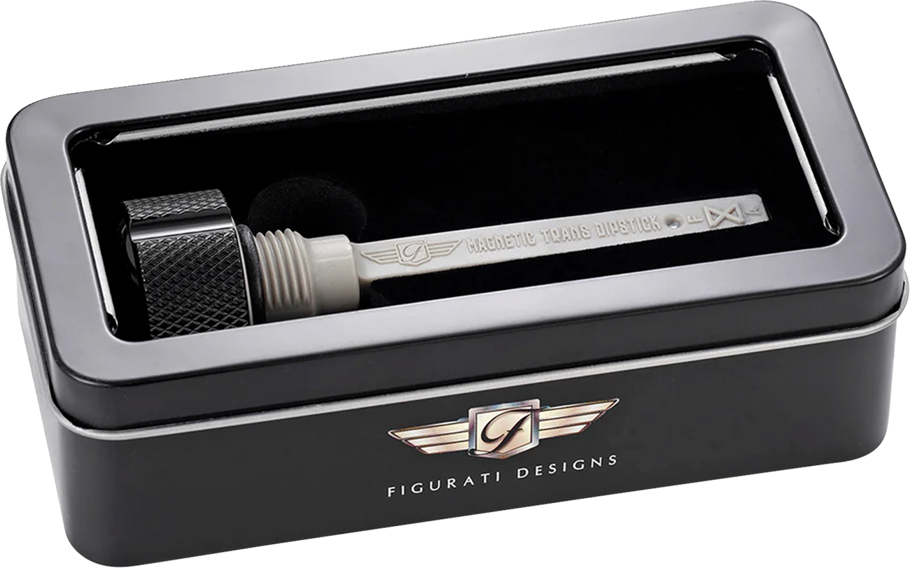 FIGURATI DESIGNS Transmission Oil Dipstick - Magnetic - Knurled - Black - M8 FD01-MAGTD-KN-BLK