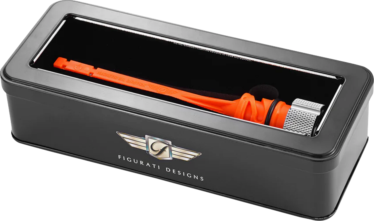 FIGURATI DESIGNS Magnetic Oil Dipstick - Knurled - Silver - M8 Softail FD01-STM8-KN-SS