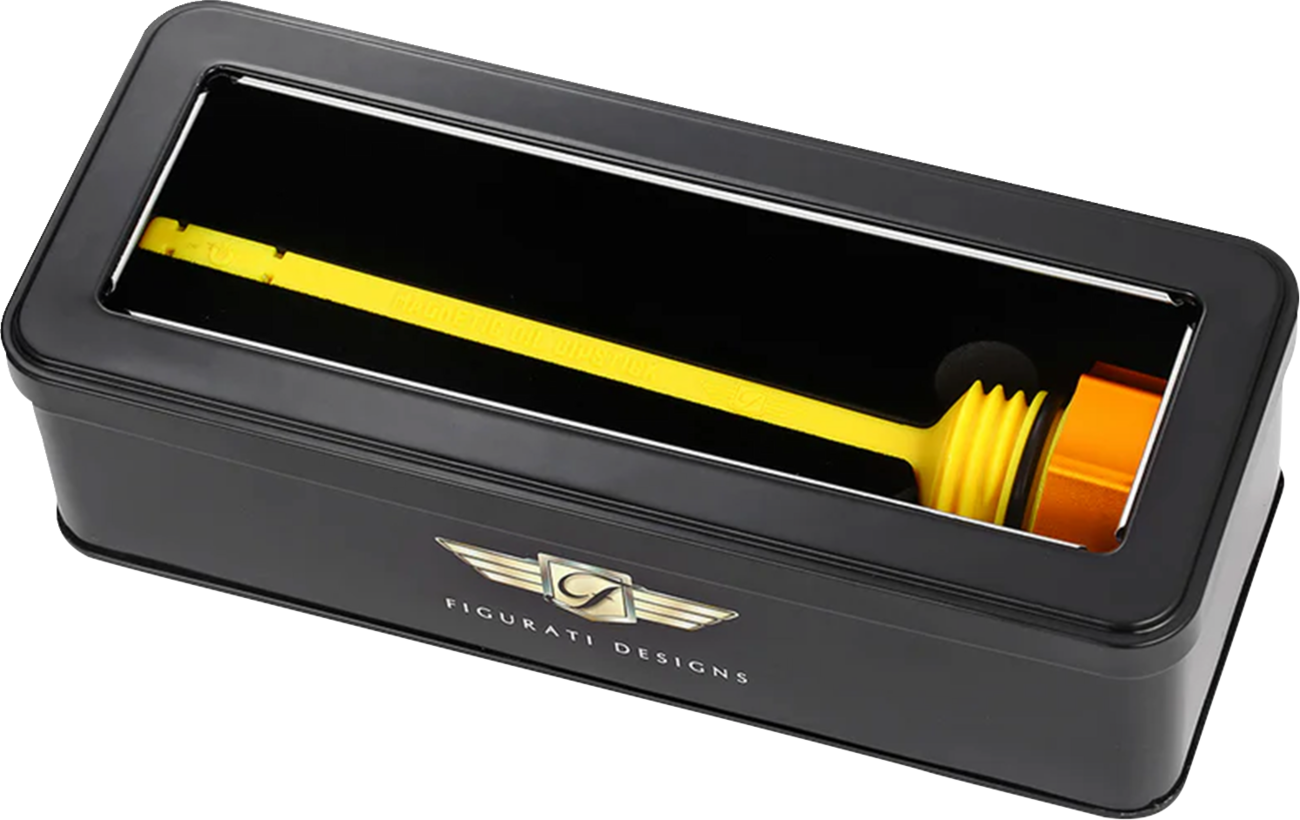 FIGURATI DESIGNS Performance Magnetic Oil Dipstick - Curved - Gold - M8 Touring/Trike FDP01-M8SM-G