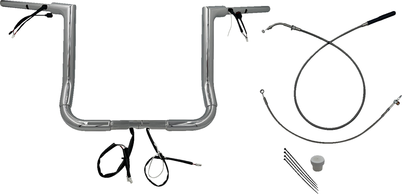 FAT BAGGERS INC. 1-1/2" EZ Install Flat Top Handlebar - 14" - Chrome 649014