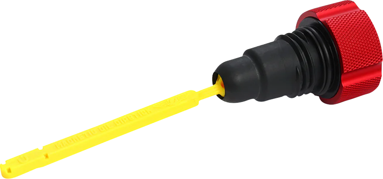 FIGURATI DESIGNS Performance Magnetic Oil Dipstick - Knurled - Red - '07-'16 Touring/Trike FDP01-TCKN-R