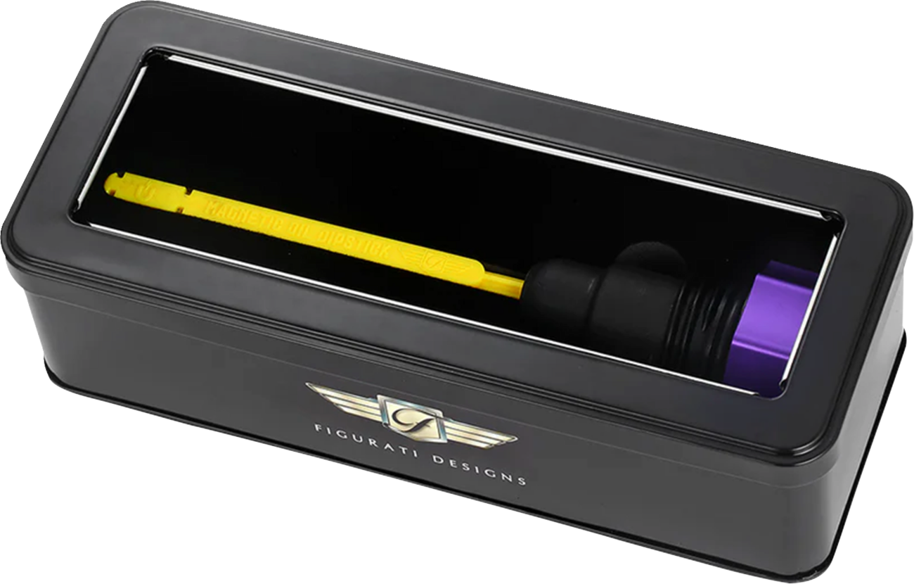 FIGURATI DESIGNS Performance Magnetic Oil Dipstick - Curved - Purple - '07-'16 Touring/Trike FDP01-TCSM-P