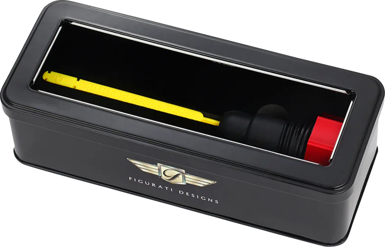 FIGURATI DESIGNS Performance Magnetic Oil Dipstick - Curved - Red - '07-'16 Touring/Trike FDP01-TCSM-R