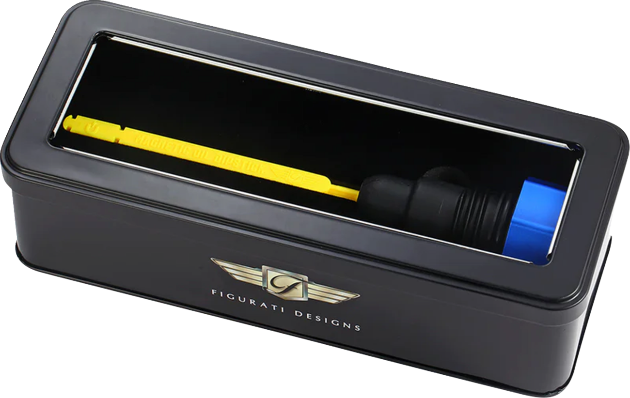 FIGURATI DESIGNS Performance Magnetic Oil Dipstick - Knurled - Blue - '07-'16 Touring/Trike FDP01-TCKN-B