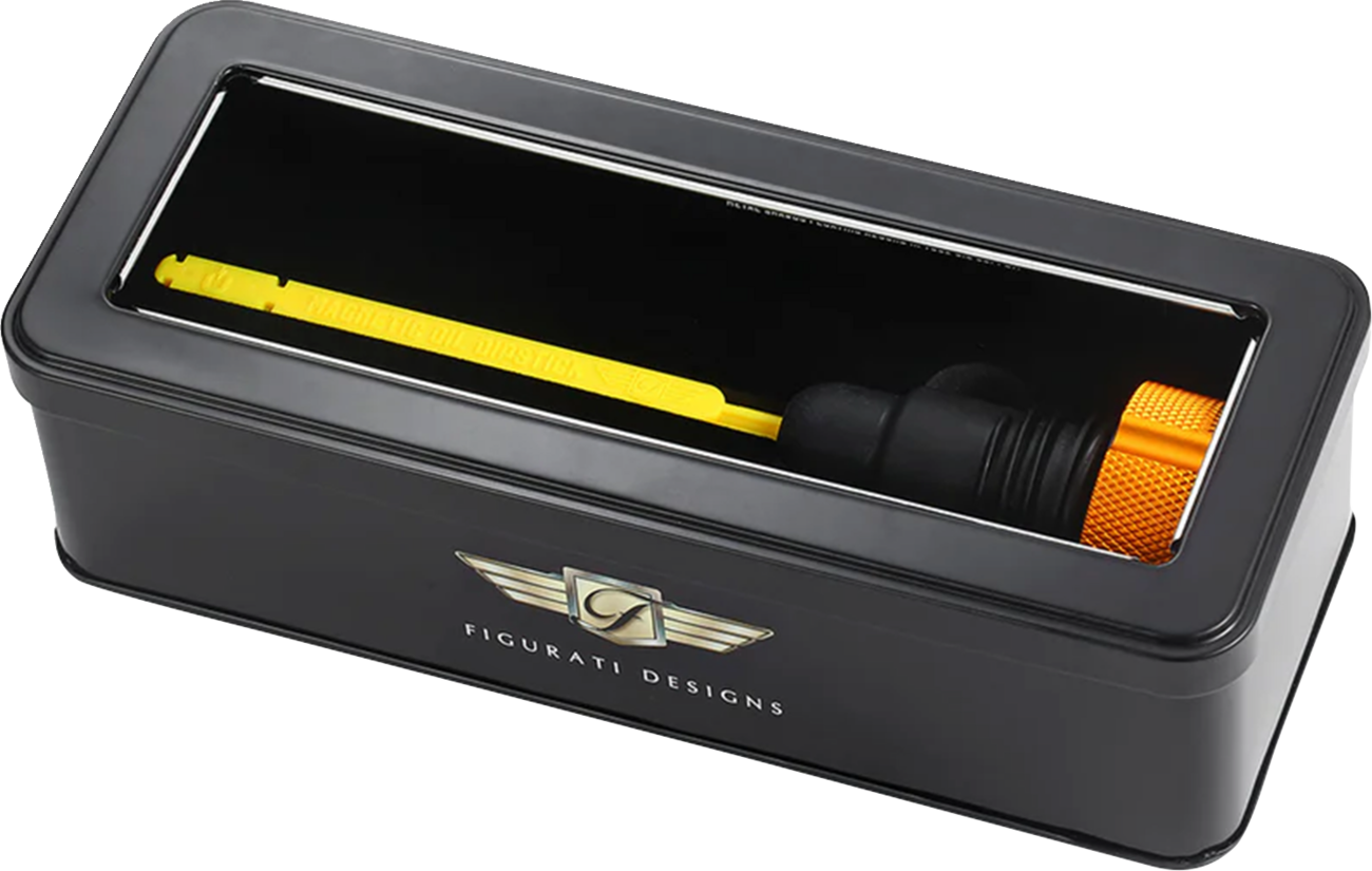 FIGURATI DESIGNS Performance Magnetic Oil Dipstick - Knurled - Gold - '07-'16 Touring/Trike FDP01-TCKN-G