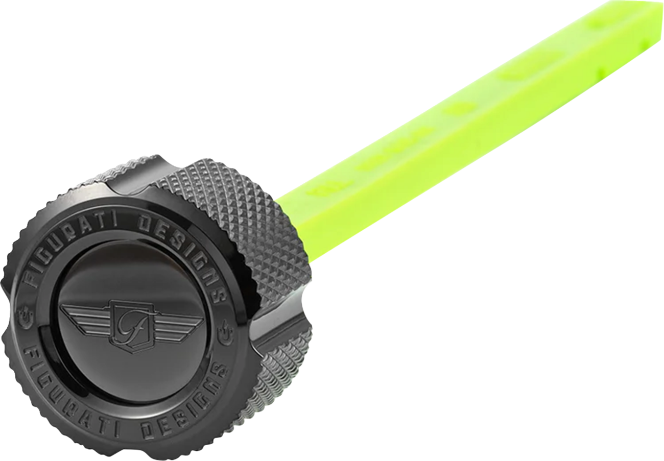 FIGURATI DESIGNS Performance Magnetic Oil Dipstick - Knurled - Black - Indian FD01-MAGDSTS-KN-BLK