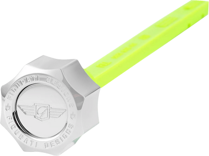 FIGURATI DESIGNS Performance Magnetic Oil Dipstick - Curved - Silver - Indian FD01-MAGDSTS-SM-SS