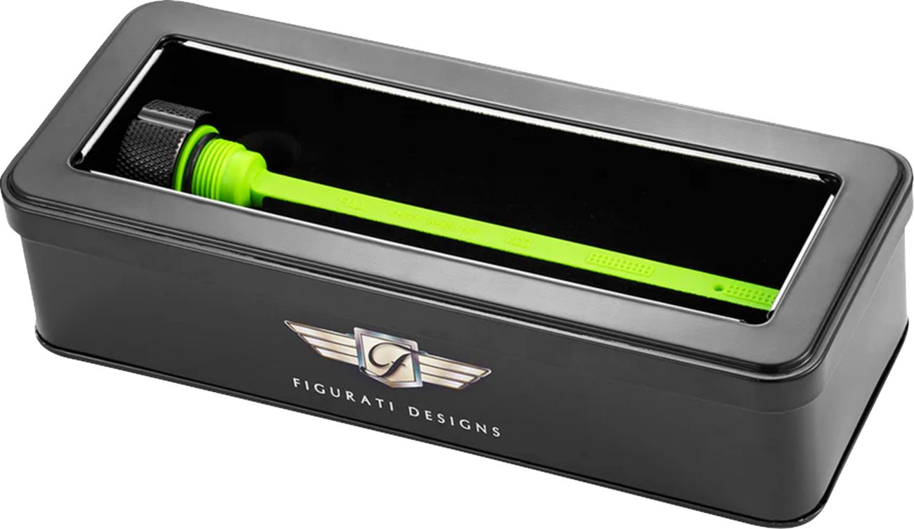 FIGURATI DESIGNS Performance Magnetic Oil Dipstick - Knurled - Black - Indian FD01-MAGDSTS-KN-BLK