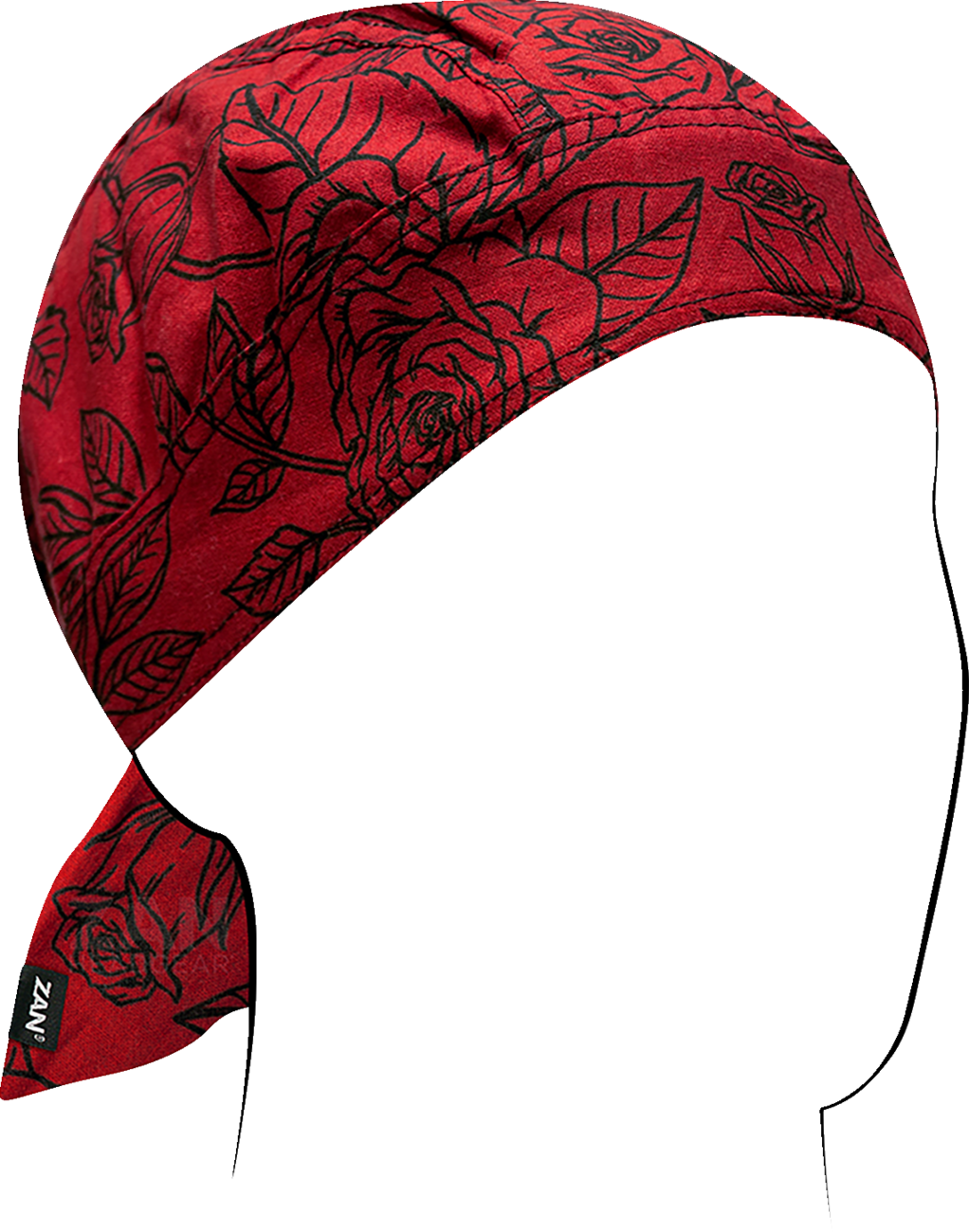 ZAN HEADGEAR Flydanna® Head Wrap - Black and Red Roses Z311