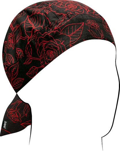 ZAN HEADGEAR Flydanna® Head Wrap - Red and Black Roses Z206