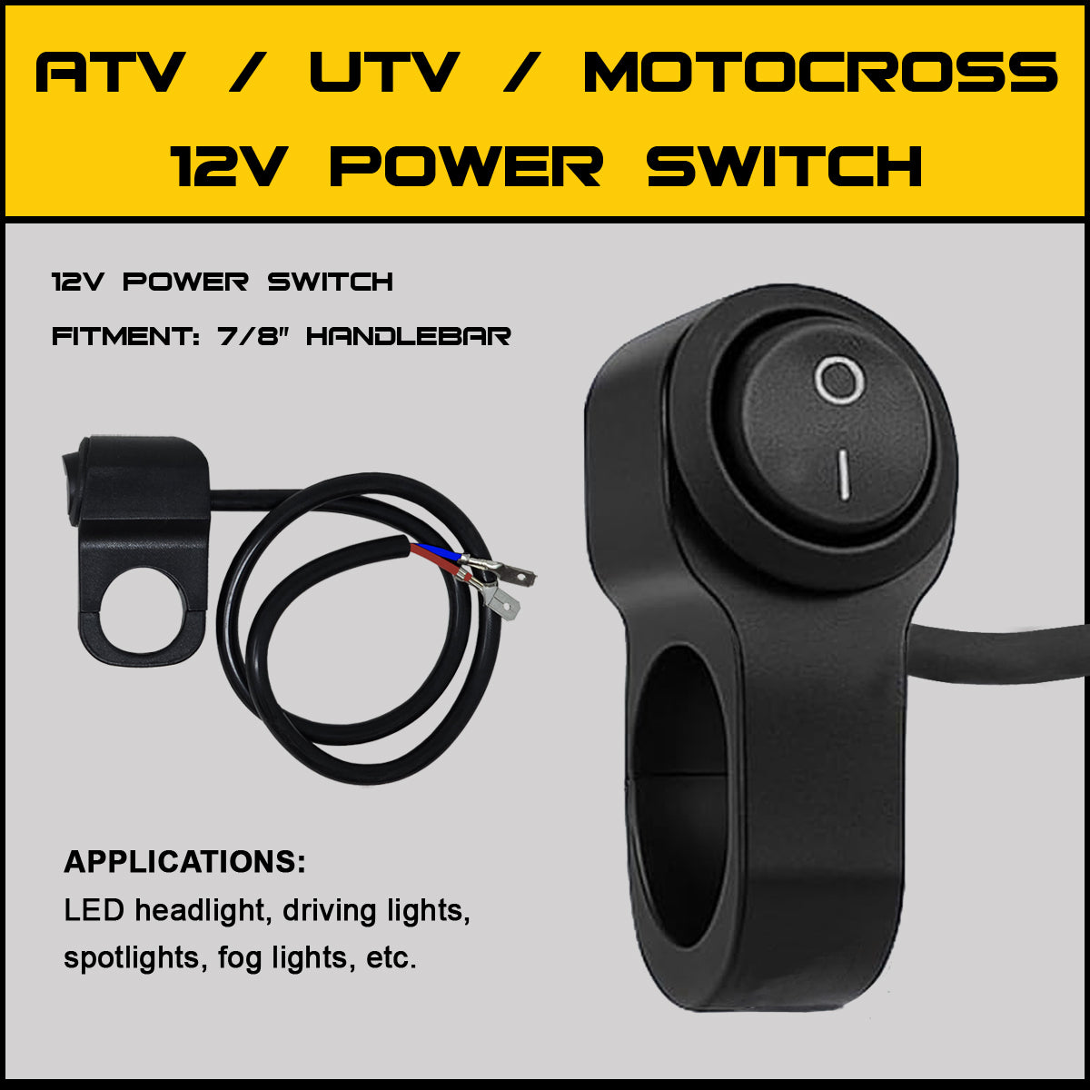 Power Switch Mount W/Cable 22mm Mount 18in Power Cable