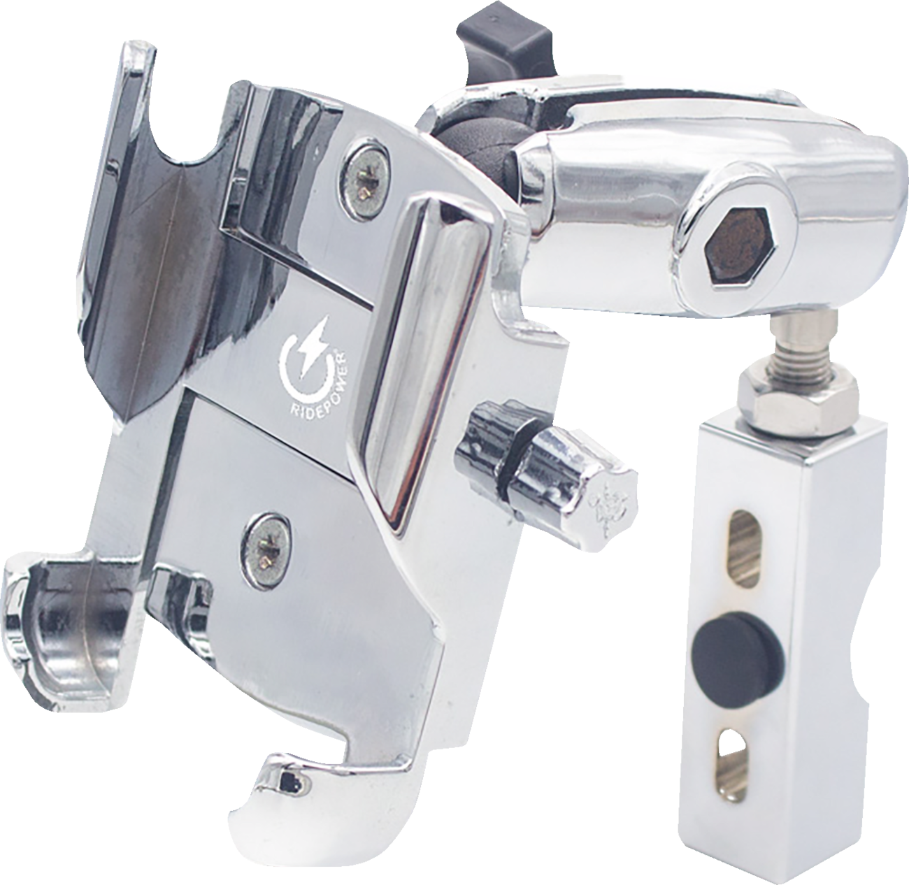 RIDEPOWER Metal Phone Mount - Large - Perch Mount - Chrome RPMTLMOUNTLGCR