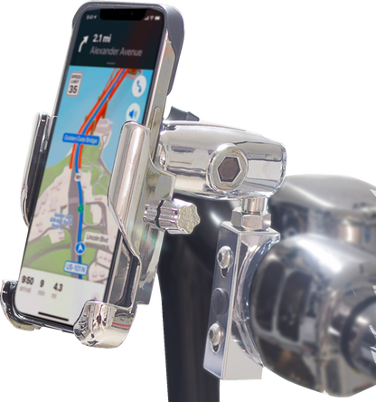 RIDEPOWER Metal Phone Mount - Large - Perch Mount - Chrome RPMTLMOUNTLGCR