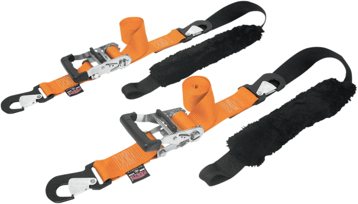 POWERTYE MFG. Big Daddy Tie-Downs - 2" - 2 Snap-hook Ends - Sewn-in Soft-Tye - Orange 32529-S