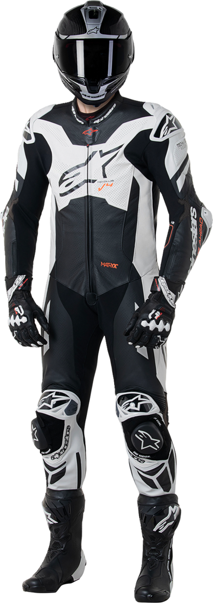 ALPINESTARS GP Plus v4 Sprint 1-Piece Leather Suit - Black/Red Fluo/White - US 42 / EU 52 3150225-1231-52