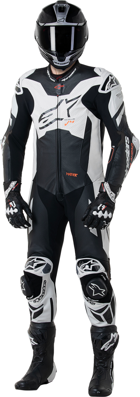 ALPINESTARS GP Plus v4 Sprint 1-Piece Leather Suit - Black/Red Fluo/White - US 44 / EU 54 3150225-1231-54