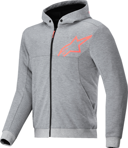 ALPINESTARS Chrome v2 Sport Hoodie - Heather Gray/Red Fluo - Large 4200325-9199-L