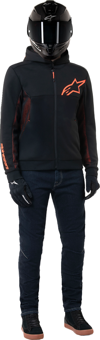 ALPINESTARS Chrome Air Sport Hoodie - Black/Red Fluo - Medium 4200425-1030-M