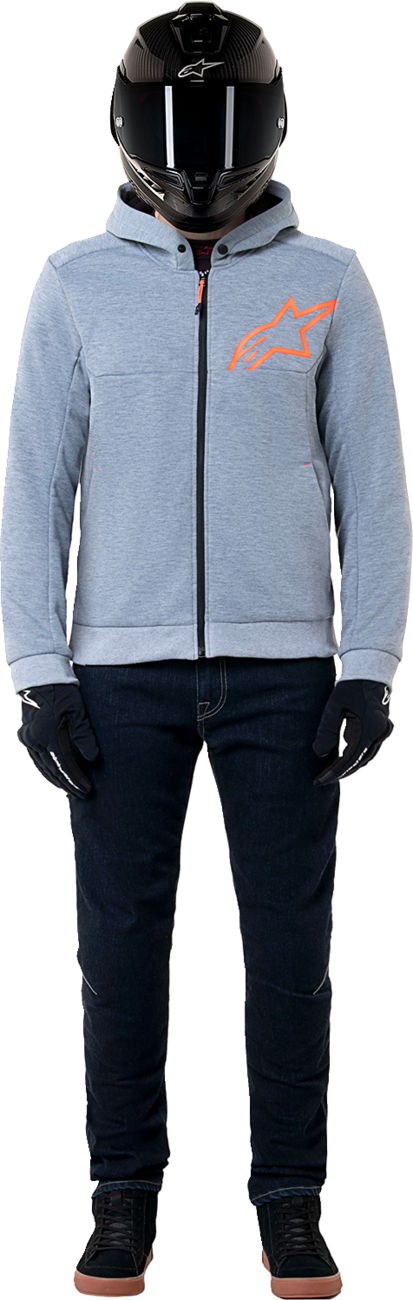 ALPINESTARS Chrome v2 Sport Hoodie - Heather Gray/Red Fluo - 2XL 4200325-9199-2XL