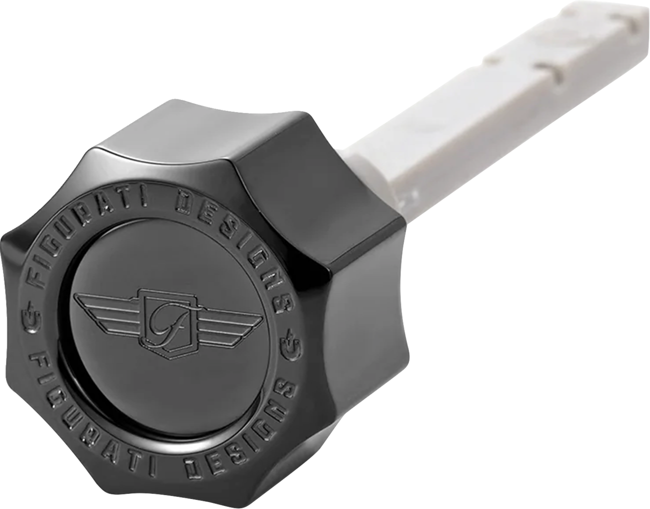 FIGURATI DESIGNS Transmission Oil Dipstick - Magnetic - Curved - Black - M8 FD01-MAGTD-SM-BLK