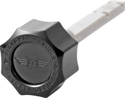 FIGURATI DESIGNS Transmission Oil Dipstick - Magnetic - Curved - Black - M8 FD01-MAGTD-SM-BLK