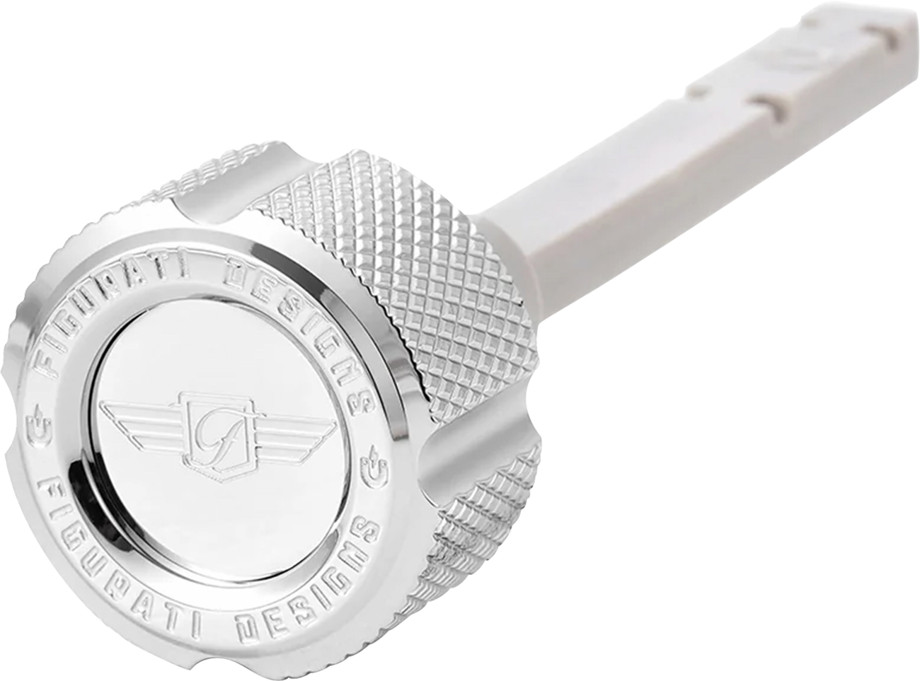 FIGURATI DESIGNS Transmission Oil Dipstick - Magnetic - Knurled - Silver - M8 FD01-MAGTD-KN-SS