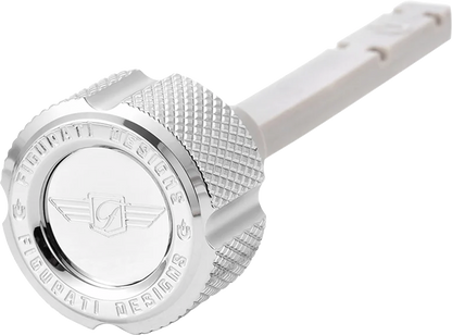FIGURATI DESIGNS Transmission Oil Dipstick - Magnetic - Knurled - Silver - M8 FD01-MAGTD-KN-SS