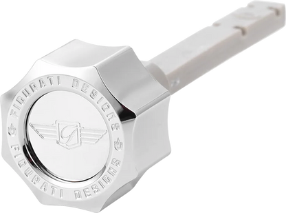 FIGURATI DESIGNS Transmission Oil Dipstick - Magnetic - Curved - Silver - M8 FD01-MAGTD-SM-SS