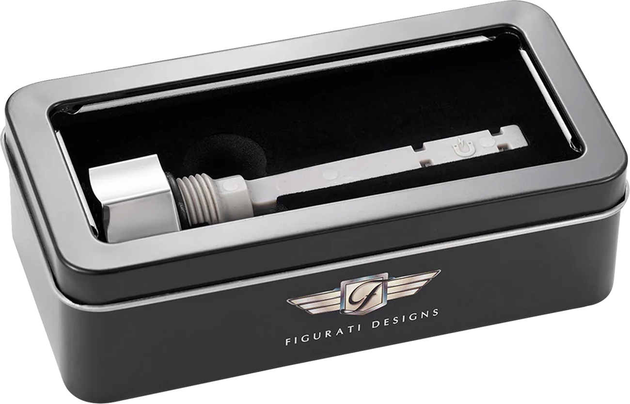 FIGURATI DESIGNS Transmission Oil Dipstick - Magnetic - Curved - Silver - M8 FD01-MAGTD-SM-SS