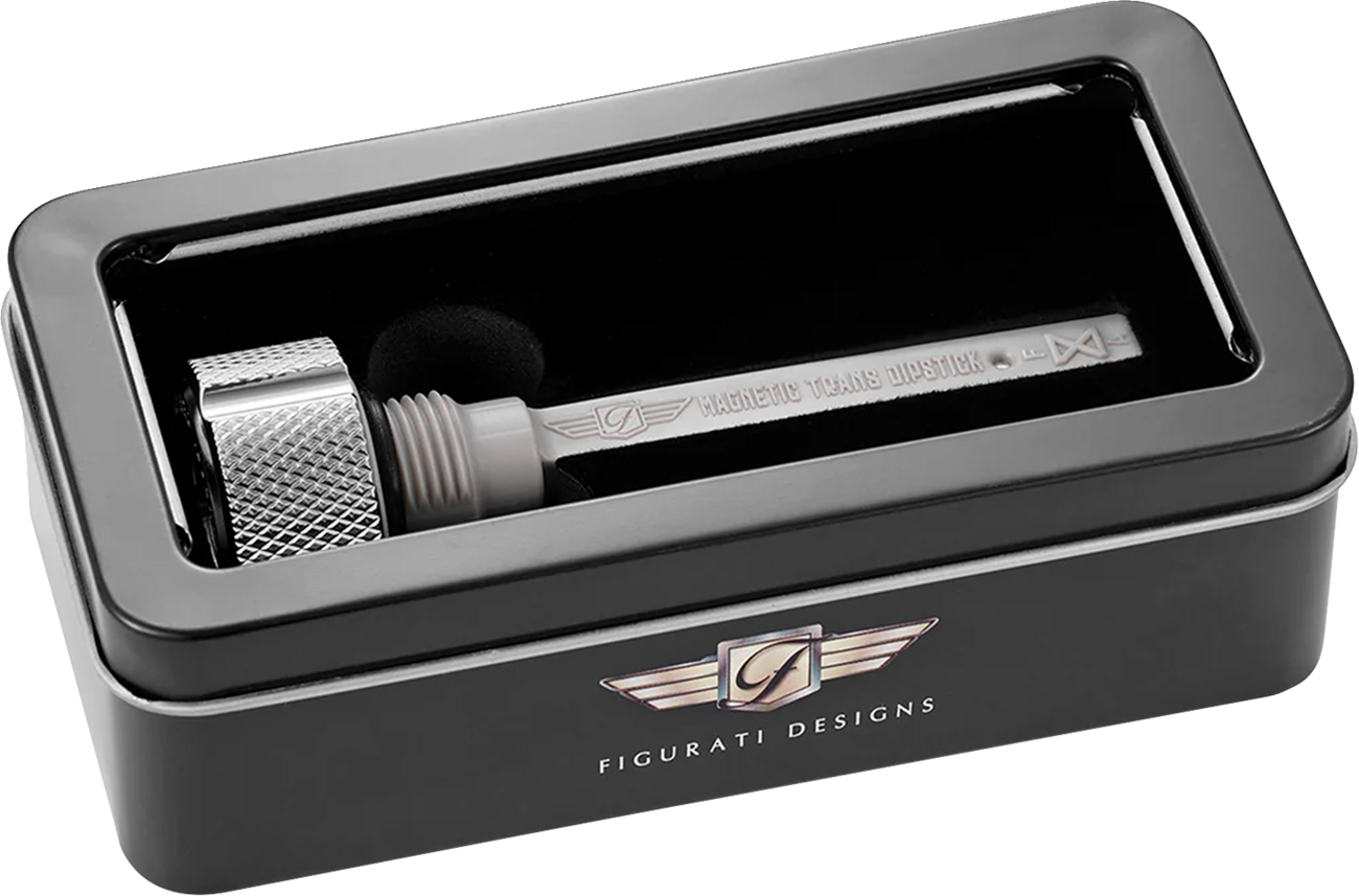 FIGURATI DESIGNS Transmission Oil Dipstick - Magnetic - Knurled - Silver - M8 FD01-MAGTD-KN-SS