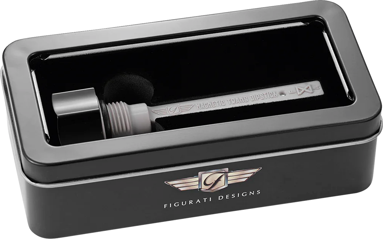 FIGURATI DESIGNS Transmission Oil Dipstick - Magnetic - Curved - Black - M8 FD01-MAGTD-SM-BLK