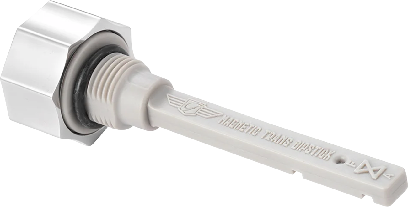 FIGURATI DESIGNS Transmission Oil Dipstick - Magnetic - Curved - Silver - M8 FD01-MAGTD-SM-SS