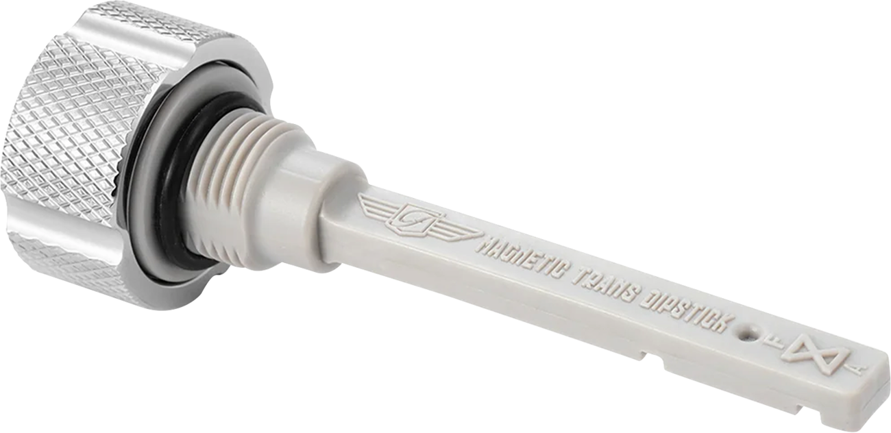 FIGURATI DESIGNS Transmission Oil Dipstick - Magnetic - Knurled - Silver - M8 FD01-MAGTD-KN-SS
