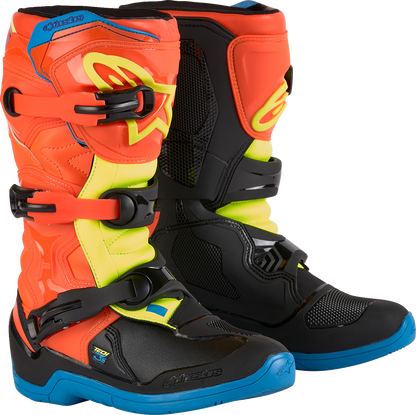 ALPINESTARS Youth Tech3S Boots - Orange/Blue/Yellow/Black - US 5 / EU 38 2014024-4755-5