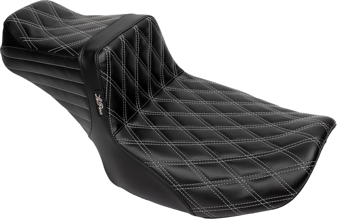 LE PERA Tailwhip Daddy Long Legs Seat - Gray Double Diamond Stitch - FLH/FLT '23-'25 LV-587DLDD-GY01
