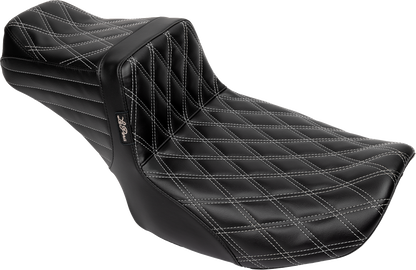 LE PERA Tailwhip Daddy Long Legs Seat - Gray Double Diamond Stitch - FLH/FLT '23-'25 LV-587DLDD-GY01