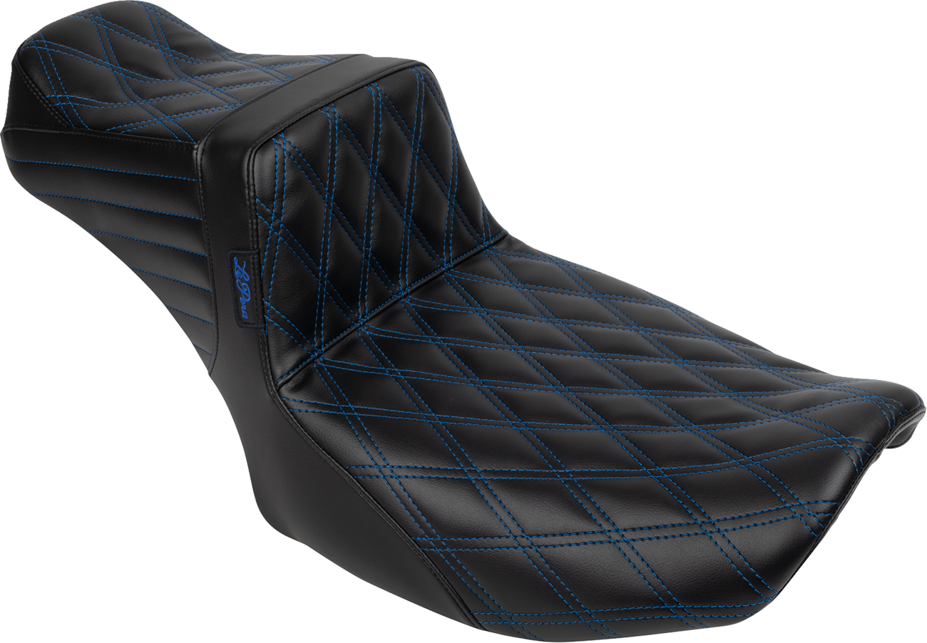 LE PERA Tailwhip Daddy Long Legs Seat - Blue Double Diamond Stitch - FLH/FLT '23-'25 LV-587DLDD-BE01