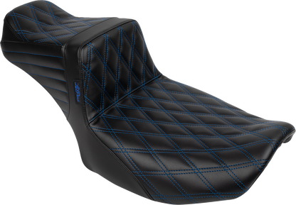 LE PERA Tailwhip Daddy Long Legs Seat - Blue Double Diamond Stitch - FLH/FLT '23-'25 LV-587DLDD-BE01