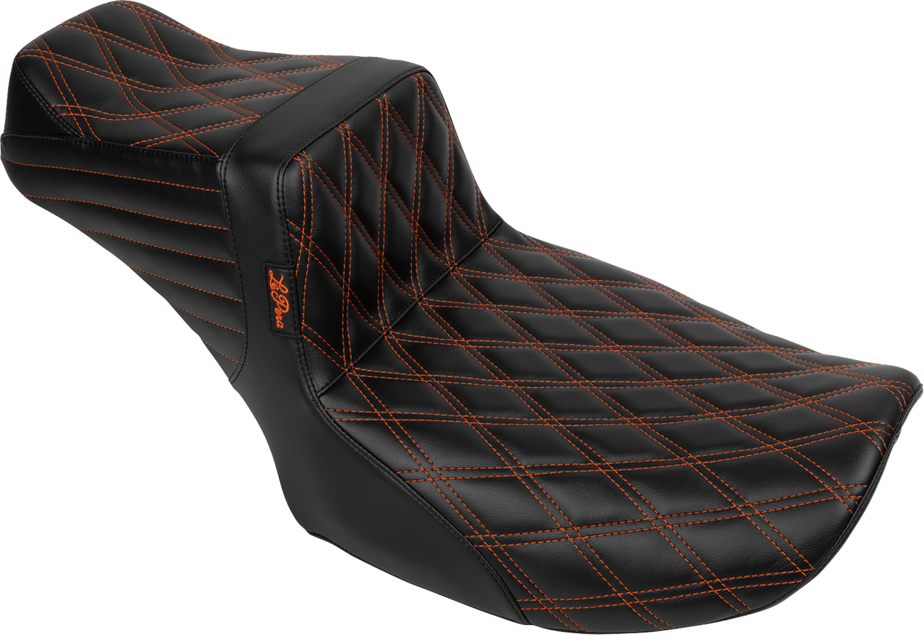 LE PERA Tailwhip Daddy Long Legs Seat - Burnt Orange Double Diamond Stitch - FLH/FLT '23-'25 LV-587DLDD-OB4