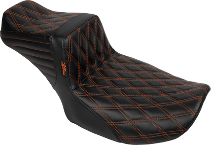 LE PERA Tailwhip Daddy Long Legs Seat - Burnt Orange Double Diamond Stitch - FLH/FLT '23-'25 LV-587DLDD-OB4